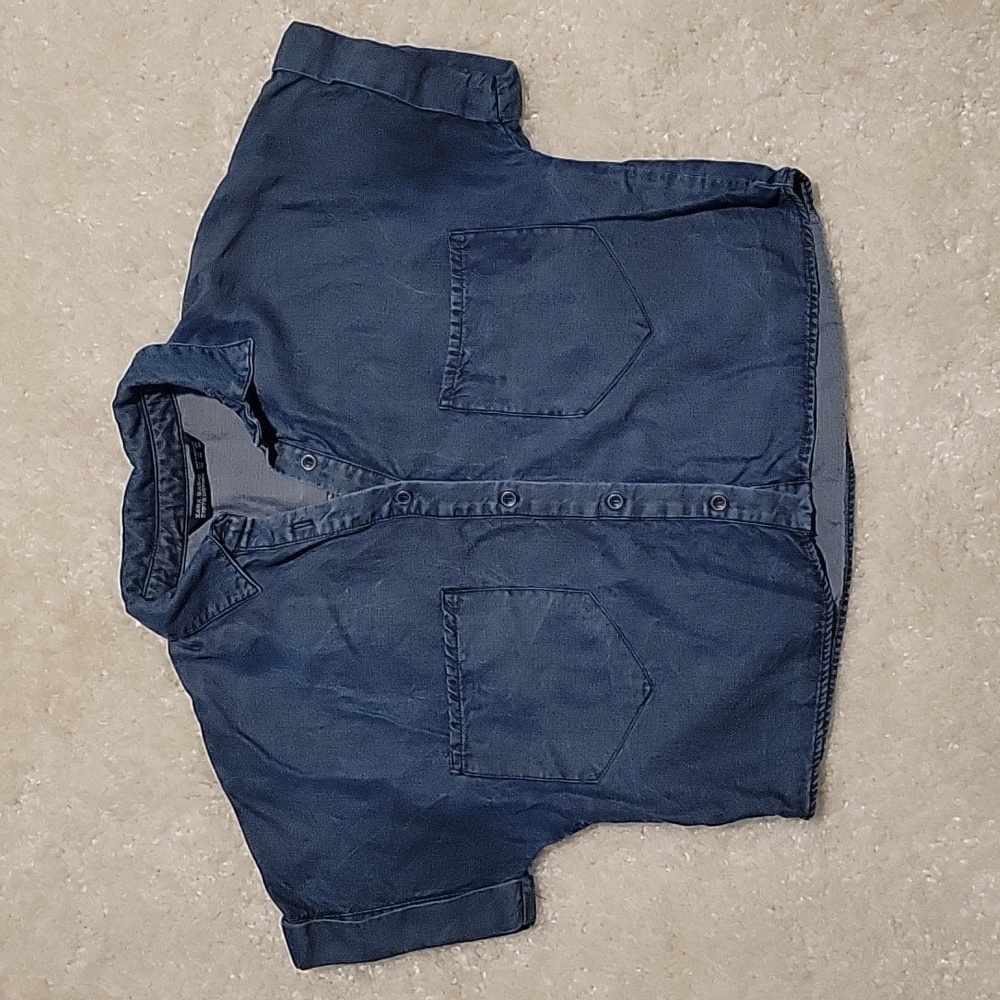 Zara basic Z1975 denim cropped top button down